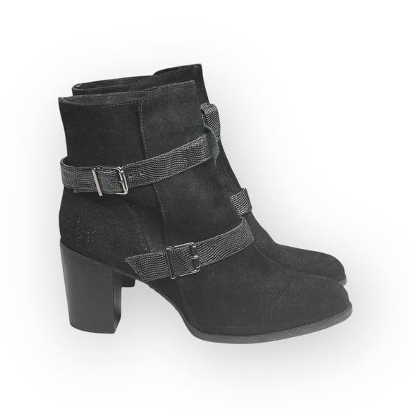 Paula Bahia ✿ Suede Double Buckle Wrap Strap Engineer Boots ✿ Black ✿ 39 8.5M 9M - Picture 3 of 17